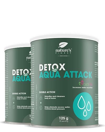 Detox Aqua Attack 1+1 , Detox , Scădere în Greutate , Reducerea Retenției De Apă , Formula Cactinea™ , +27% Eliminare A Apei , Indicaxanthin , 250g