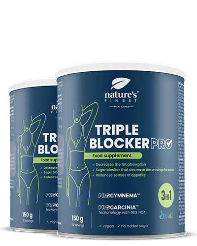 Triple Blocker Pro 1+1 , Blocant De Carbohidrați , Blocant De Zahăr , Arzător De Grăsime , Gymnema Sylvestre , HCA , 300g