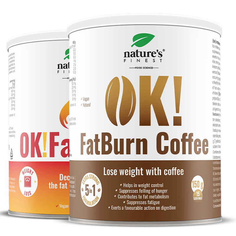 OK!FatBurn Coffee + OK!FatBurn | Accelerati arderea grasimilor | Pierdere in greutate naturala | L-Carnitina Cafea brazileana