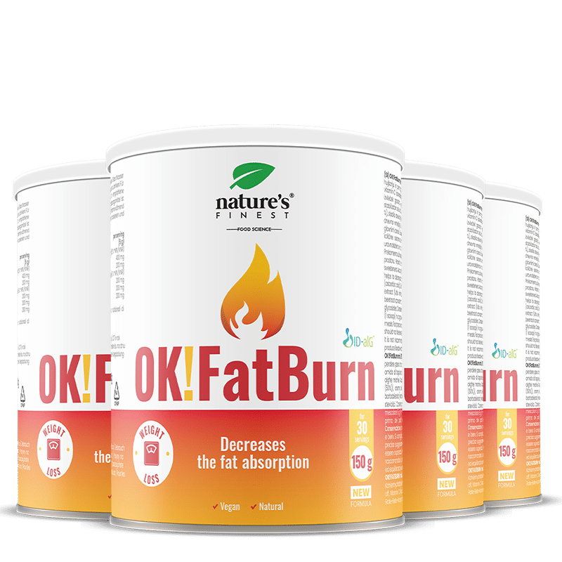 100% Băutură FatBurn | 4x OK!FatBurn® | cu ID-Alg® și L-Carnitină | Cele Mai Bune Arzătoare de Grăsimi din România | de la Nature's Finest