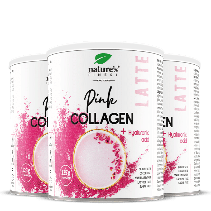 Nature's Finest Pink Latte Collagen | peptide de colagen + ashwagandha pentru piele | acid hialuronic pentru hidratare, strălucire + elasticitate |